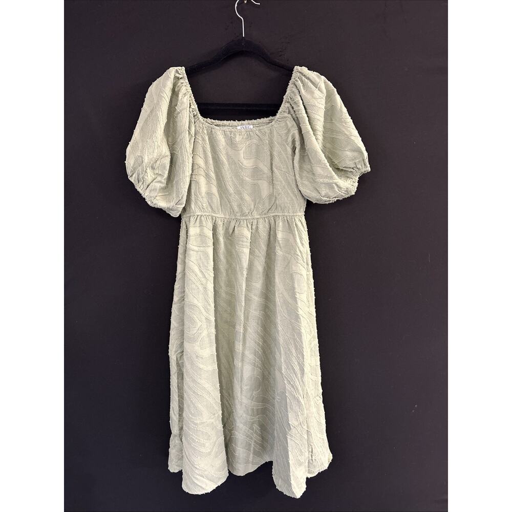 Indie & Co Pastel Green A-Line Puff Sleeve Dress M Cottagecore Knee length Dress